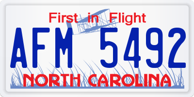NC license plate AFM5492