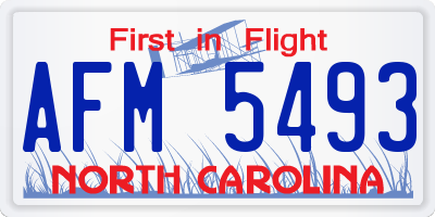 NC license plate AFM5493