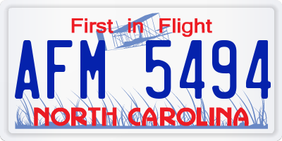 NC license plate AFM5494