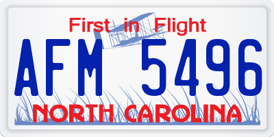 NC license plate AFM5496