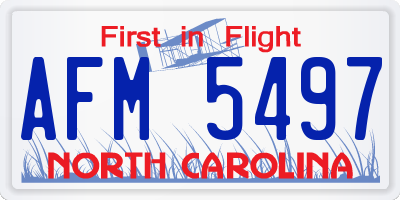 NC license plate AFM5497