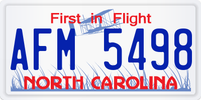 NC license plate AFM5498