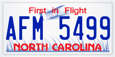 NC license plate AFM5499