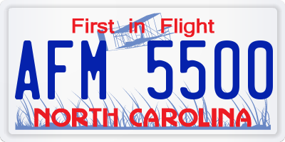 NC license plate AFM5500