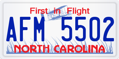 NC license plate AFM5502