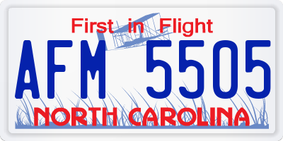 NC license plate AFM5505