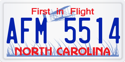 NC license plate AFM5514