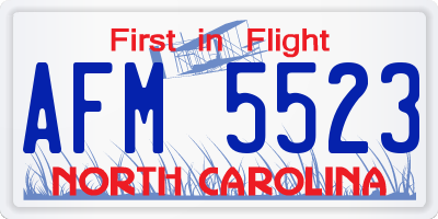 NC license plate AFM5523
