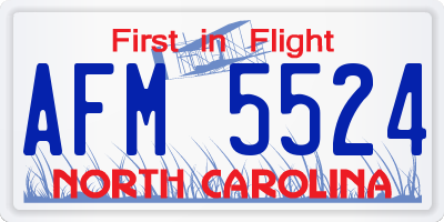 NC license plate AFM5524