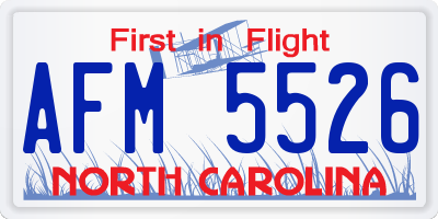 NC license plate AFM5526
