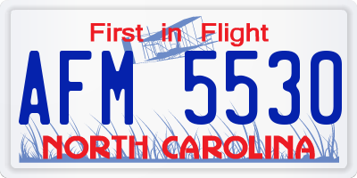 NC license plate AFM5530