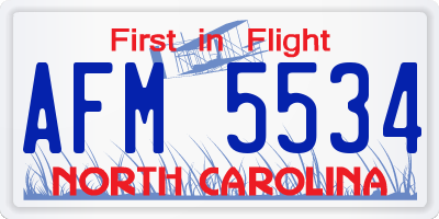 NC license plate AFM5534