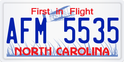 NC license plate AFM5535