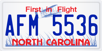 NC license plate AFM5536
