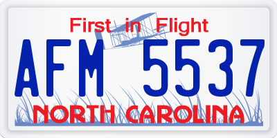 NC license plate AFM5537
