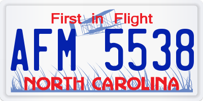 NC license plate AFM5538