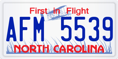 NC license plate AFM5539