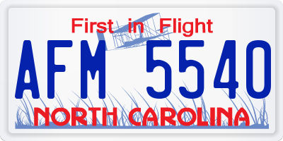 NC license plate AFM5540