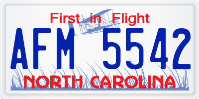 NC license plate AFM5542