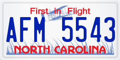 NC license plate AFM5543