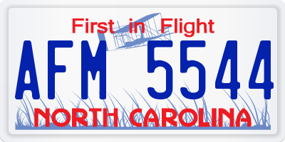 NC license plate AFM5544