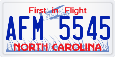 NC license plate AFM5545