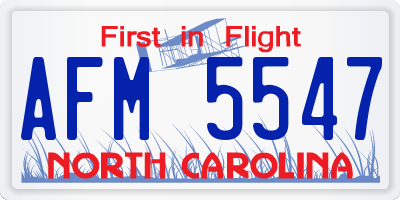 NC license plate AFM5547
