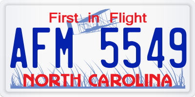NC license plate AFM5549