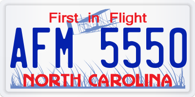 NC license plate AFM5550