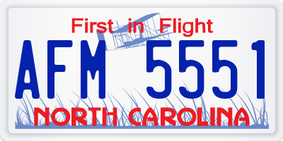 NC license plate AFM5551