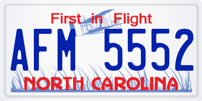 NC license plate AFM5552