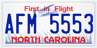 NC license plate AFM5553
