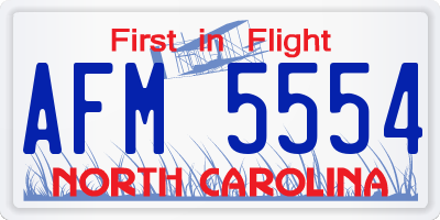 NC license plate AFM5554