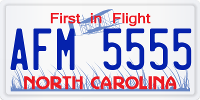 NC license plate AFM5555