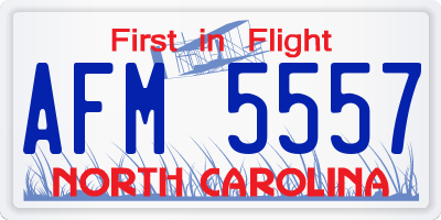 NC license plate AFM5557