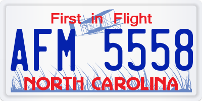 NC license plate AFM5558