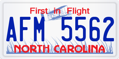 NC license plate AFM5562