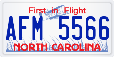 NC license plate AFM5566