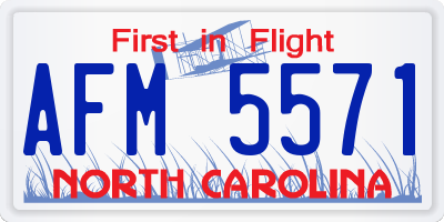 NC license plate AFM5571