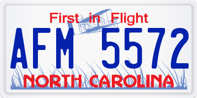 NC license plate AFM5572