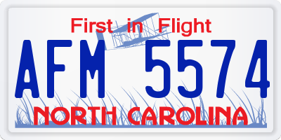 NC license plate AFM5574