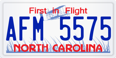 NC license plate AFM5575