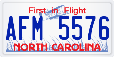 NC license plate AFM5576