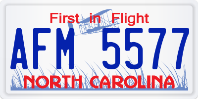 NC license plate AFM5577