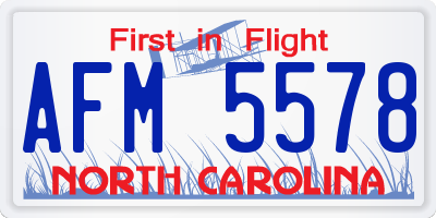NC license plate AFM5578