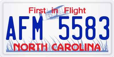 NC license plate AFM5583
