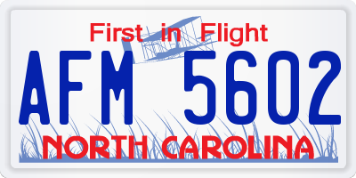 NC license plate AFM5602