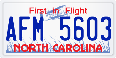 NC license plate AFM5603