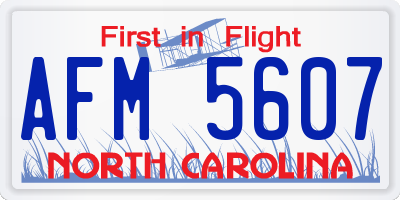 NC license plate AFM5607