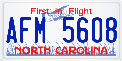 NC license plate AFM5608